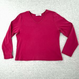 Sonoma Shirt Womens Large Maroon Long Sleeve V Neck Classic Pullover Top Ladies